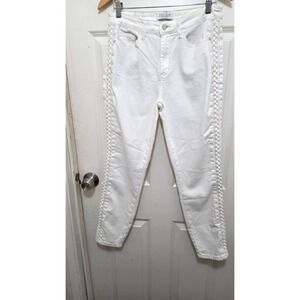 Judy Blue Women's White Braided Side Detail Relaxed Fit Jeans Size 11/30